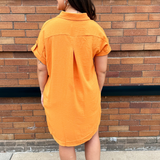 Drop Shoulder Button Up Woven Shirt Dress