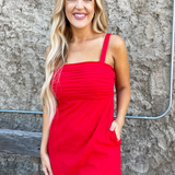 Pleated Front Sleeveless Mini Dress