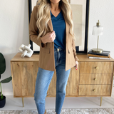 Solid Boyfriend Blazer W/ Princess Darts