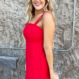 Pleated Front Sleeveless Mini Dress
