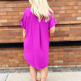 Drop Shoulder Button Up Woven Shirt Dress