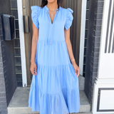 Tiered Ruffle Short Sleeve Maxi