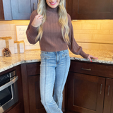 Mock Neck Ribbed Sweater