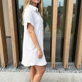 Drop Shoulder Button Up Woven Shirt Dress