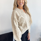 Long Sleeve Collar Cable Knit Sweater