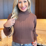 Mock Neck Ribbed Sweater