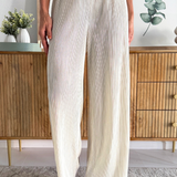 Metallic Pleated Relaxed Pants