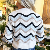 Multi Color Wavy Stripe Scallop Hem Sweater Top