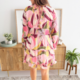 Floral Printed Mini Dress with Elastic Waistband
