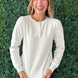 Henley Neck Long Sleeve Light Weight Solid Pullover