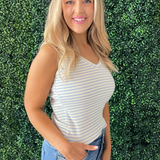 Striped Ribbed Knit Tank Top