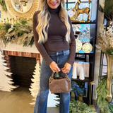 Lyocell Turtle Neck Button Cuff Top