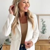 Ponte One Button Front with Patch Pocket Blazer