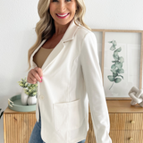 Ponte One Button Front with Patch Pocket Blazer