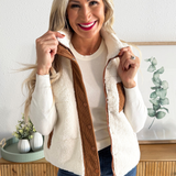 Corduroy Colorblock Sherpa Vest