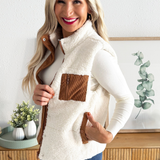 Corduroy Colorblock Sherpa Vest