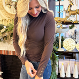 Lyocell Turtle Neck Button Cuff Top