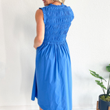 Front-Tie Smocked Detail Midi Dress
