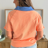Sporty Contrast V Neck Top