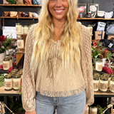 Pleated Lace Peplum Blouse