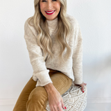 Checker Mock Neck Sweater Top