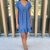 Ruffle Sleeve V-Neck Dress