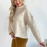 Checker Mock Neck Sweater Top