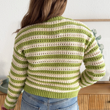 Striped Pointelle Knit Sweater