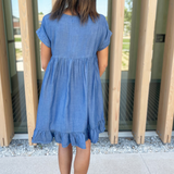 Ruffle Sleeve V-Neck Dress