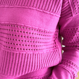V Neck Side Texture Detailed Long Sleeve Pullover Sweater