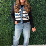 Denim Trim Knit Cardigan