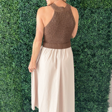 Contrast Detailed Midi Dress