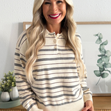 Striped Collared Knit Top