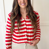Long Sleeve Knit Stripe Cardigan
