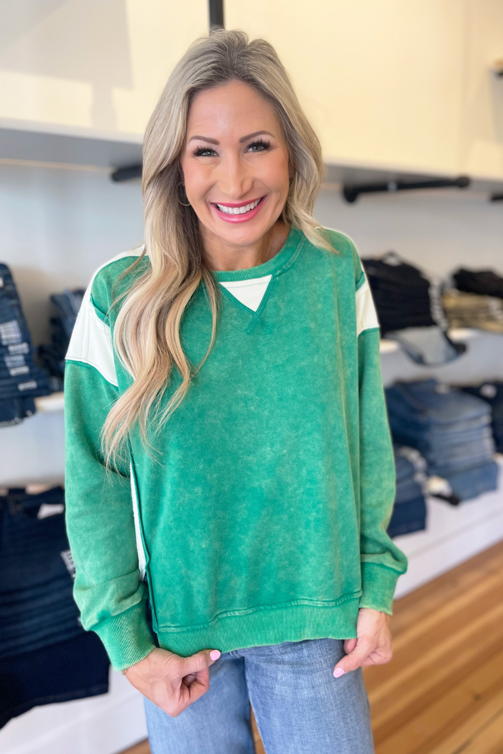 Color Block Oversized French Terry Sweatshirt