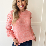 Textured Sleeve Crew Neck Sweater