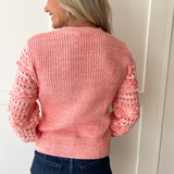 Textured Sleeve Crew Neck Sweater