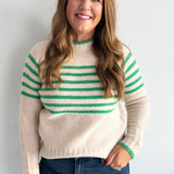Texture Striped Contrast Color Pullover Sweater
