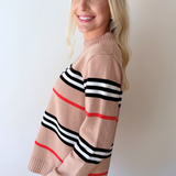 Striped Knit Long Sleeve Sweater