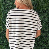 Striped Boxy V-Neck Knit Top