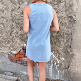 Sloane V-Neck Knit Denim Dress