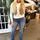 Embroidered Tie Front Boho Vest