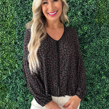 Long Sleeve Button Front Knit Top