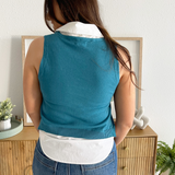 V Neck Layered Sleeveless Top