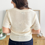 Knitted V-Neck Short Sleeve Sweater