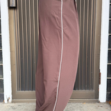 Contrast Waisted Band Wide Leg Pants