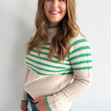 Texture Striped Contrast Color Pullover Sweater