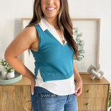 V Neck Layered Sleeveless Top