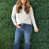 Multi Color Stitch Accent Crew Neck Pullover Sweater