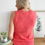 Sleeveless Pointelle Detail Pullover Sweater